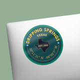Dripping Springs Texas Hill Country Coordinates Decal on Laptop