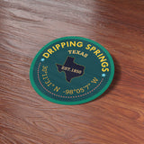 Dripping Springs Texas Hill Country Coordinates Sticker on Wood