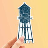 Blue Water Tower Durham North Carolina Map Sticker - Cool NC Decal