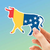 Durham NC Flag Bull Sticker - Cool North Carolina Decal
