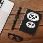 Set of 2 Dworshak State Park Idaho White Oval Stickers on Journal with Macbook