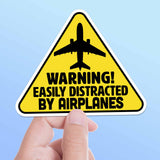 Easily Distracted by Airplanes Sticker - Funny Pilot Decal