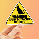 Easily Distracted by Cats Sticker - Funny Animal Quote Decal