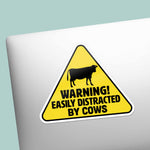 Easily Distracted by Cows Sticker on Laptop