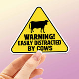 Easily Distracted by Cows Sticker for Hydroflask Water Bottle - Funny Farm Quote Laptop Decal - Country Girl Gift