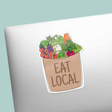 Eat Local Sticker - Cute Food Decal for Laptop