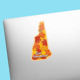 Small New Hampshire Autumn Leaves Fall Sticker on Laptop
