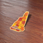 New Hampshire Autumn Leaves Fall Sticker on Wood Background