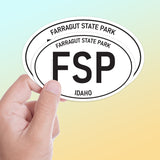 Farragut State Park Idaho White Oval Bumper Sticker - Lake Pend Oreille Pacific Northwest North ID Decal for Hydroflask Water Bottle