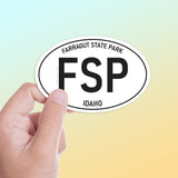 Small Farragut State Park Idaho White Oval Bumper Sticker - Lake Pend Oreille Pacific Northwest North ID Decal for Hydroflask Water Bottle