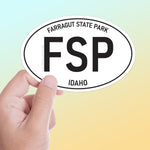 LArge Farragut State Park Idaho White Oval Bumper Sticker - Lake Pend Oreille Pacific Northwest North ID Decal for Hydroflask Water Bottle