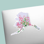 Cute Floral Alaska Map Decal on Laptop