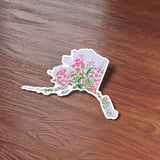 Alaska Fireweed Flower Sticker on Wood Desk in Office