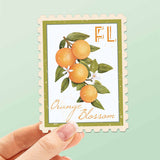 Florida State Flower Orange Blossom Sticker - FL Vintage Stamp Decal