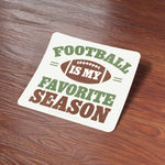 Football is My Favorite Season College Football Sticker on Wood Desk in Office