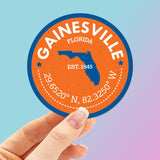 Gainesville Florida Coordinates Sticker - Cool FL Decals