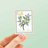 Georgia State Flower Cherokee Rose Sticker - GA Vintage Stamp Decal