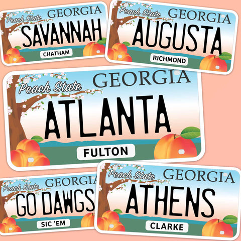 Georgia License Plate Sticker Set