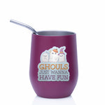 Ghouls Just Wanna Have Fun Halloween Sticker on Wine Glass