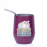 Ghouls Just Wanna Have Fun Halloween Sticker on Wine Glass
