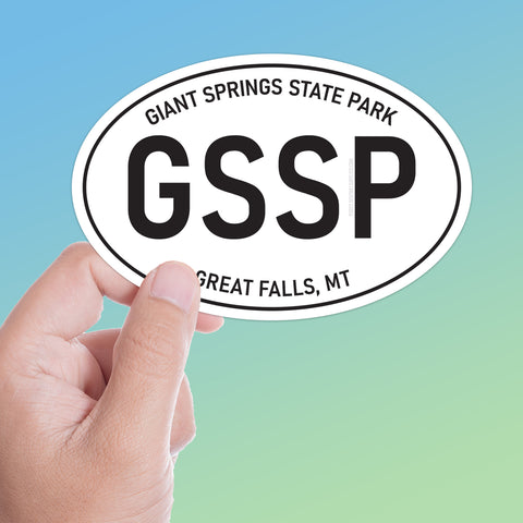 Large Giant Springs State Park Montana White Oval Bumper Sticker - Great Falls Decal for Hydroflask Water Bottle - Central MT Gifts