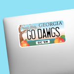 Go Dawgs Georgia License Plate Sticker on Laptop