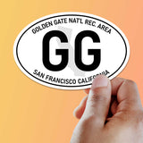 Large Golden Gate Bridge San Francisco Bay White Oval Bumper Sticker - Oakland SF Northern California Sticker for Hydroflask Water Bottle & Laptop
