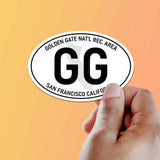 Small Golden Gate Bridge San Francisco Bay White Oval Bumper Sticker - Oakland SF Northern California Sticker for Hydroflask Water Bottle & Laptop