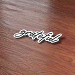 Thanksgiving Cute Typography Gratitude Sticker for Women on Wood Desk in Office