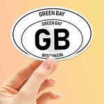 Green Bay Wisconsin White Oval Sticker Size Comparison