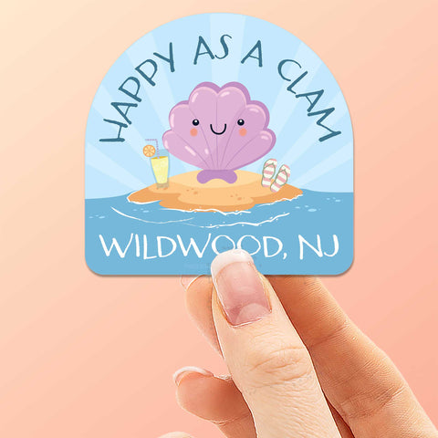Happy as a Clam Wildwood NJ Sticker