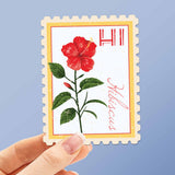 Hawaii State Flower Hibiscus Sticker - HI Vintage Stamp Decal