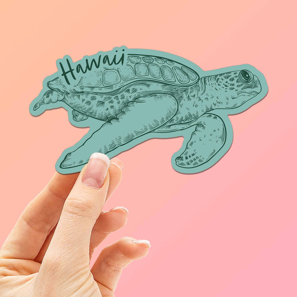 Turtle Name Sticker Hawaii Green Sea Turtle Sticker for Hydroflask - Cute Beach Animal ...
