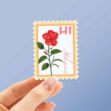 Hawaii State Flower Hibiscus Sticker - HI Vintage Stamp Decal