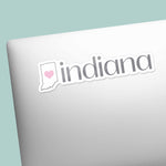 Indiana Heart Sticker - Cute Midwest State Outline Decals