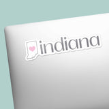 Indiana Heart Sticker - Cute Midwest State Outline Decals