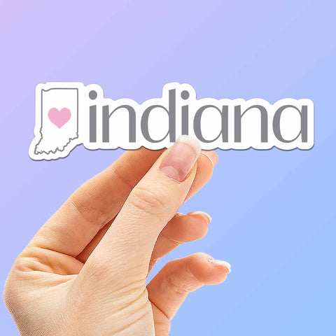 Indiana Heart Sticker - Cute Midwest State Outline Decals