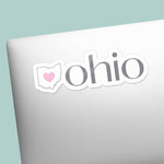Ohio Heart Sticker - Cute State Shape Midwest Bumper Decals