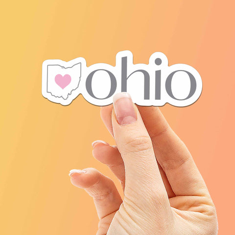 Ohio Heart Sticker - Cute State Shape Midwest Bumper Decals