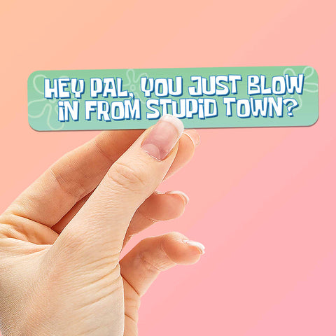 Hey Pal You Just Blow in from Stupid Town Funny Quote Sticker for Hydroflask Water Bottle