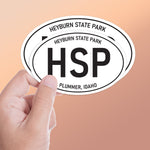 Set Heyburn State Park Idaho White Oval Bumper Sticker - Lake Coeur d'Alene Pacific Northwest North ID Decal for Hydroflask Water Bottle