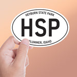 Large Heyburn State Park Idaho White Oval Bumper Sticker - Lake Coeur d'Alene Pacific Northwest North ID Decal for Hydroflask Water Bottle