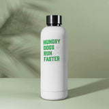 Small Hungry Dogs Run Faster Philadelphia Sticker on white water bottle