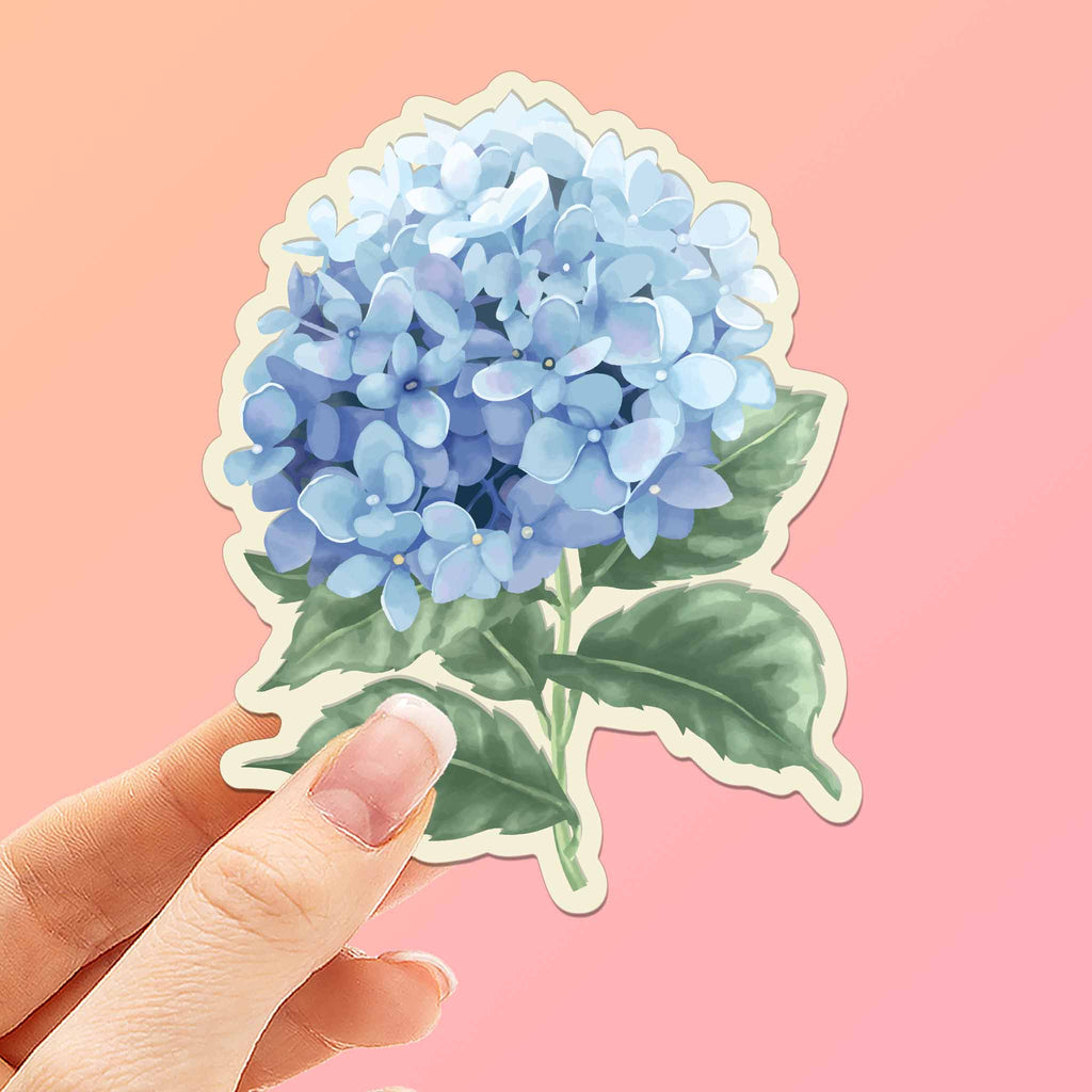 Hydrangea Sticker Mini Blue Hydrangea Sticker - Cute Nature Laptop Decal for Plant Lovers ...