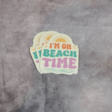 I'm on Beach Time Retro Sunset Sticker