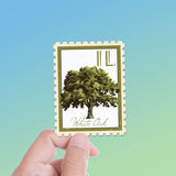 Illinois State Tree White Oak Sticker - IL Vintage Stamp Decal