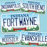 Indiana License Plate Bumper Stickers - Choose Your IN City or Phrase Decal
