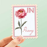 Indiana State Flower Peony Sticker - IN Vintage Stamp Decal for Laptop