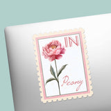 Indiana State Flower Peony Sticker - IN Vintage Stamp Decal for Laptop
