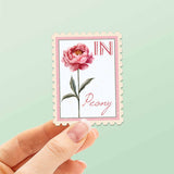 Indiana State Flower Peony Sticker - IN Vintage Stamp Decal for Laptop